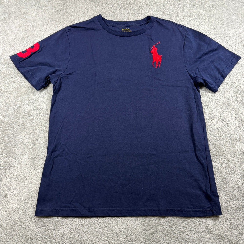 Polo Ralph Lauren T-Shirt Boys Large (14-16) Navy Blue Big Pony Logo Tee